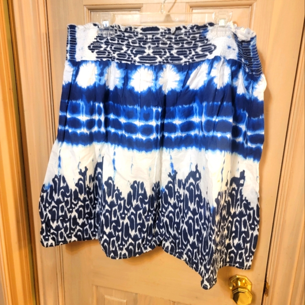 Womens Plus Sz 1X White And Blue Cute Skirt Fashion Bug